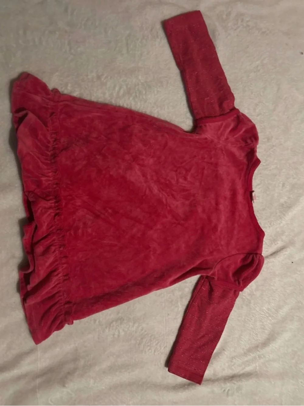 OshKosh B'gosh Red Velvet Long-Sleeve Ruffle Tunic